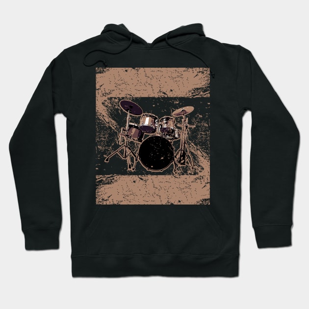 Drums set // Grunge poster | Vintage Hoodie by Degiab